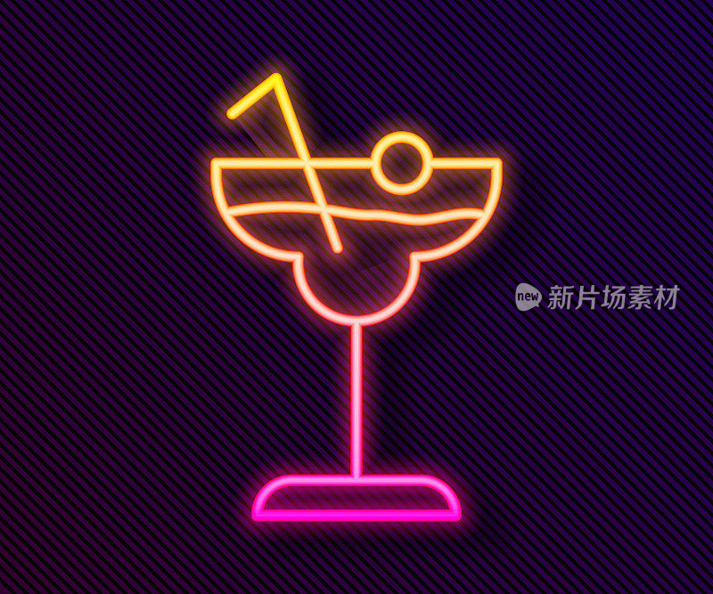Glowing neon line Cocktail and alcohol drink icon isolated on black background. Vector